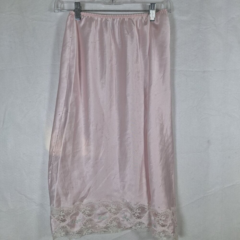 Vintage Etienne pink satin lace slip size medium